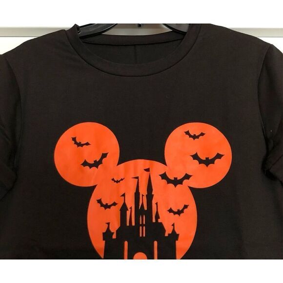 UNBRANDED MICKEY DISNEY EAR HALLOWEEN TEE - L Sz S - NWT. Cotton/Poly Blend. - Picture 4 of 11